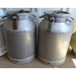 2 galvanised milk churns