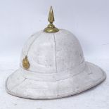 A Royal Marine Corps of Drums white pith helmet and badge