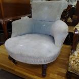 An Edwardian upholstered bow-back nursing chair