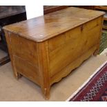 An Antique Continental pine coffer, W122cm