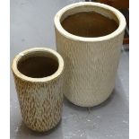 2 cream glazed ceramic planters, tallest 50cm