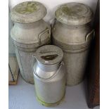 3 galvanised milk churns