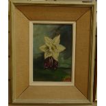 Mid-20th century oil on canvas, flowerhead, signed with monogram RB, dated 1959, 10" x 7", framed
