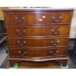 A reproduction mahogany bow-front 4-drawer chest, on bracket feet, W73cm
