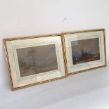 G Pearson, pair of Victorian watercolours, panoramic lakeland views, 20cm x 29cm, dated 1847, framed