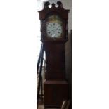 An 18th century 30-hour longcase clock, having an arch-top painted dial with 2 further subsidiary