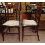 A pair of Arts and Crafts side chairs, with inlaid marquetry decoration