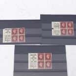 A George VI stamp booklet advertising pane on 3 stock cards