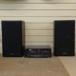 A pair of Technics SB-CS9 ebonised speakers, and a Technics stereo double-cassette deck RS-X990,