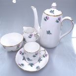 Crown Staffordshire porcelain coffee service, with rosebud decoration