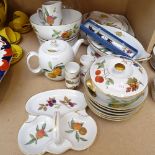 Royal Worcester Evesham pattern tea and dinnerware, including tureen, tea pot and egg cups