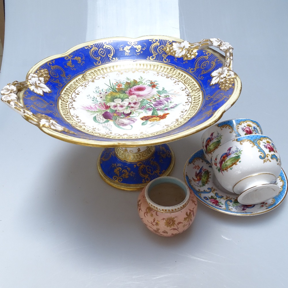 Victorian ironstone plates, a Victorian porcelain pedestal comport and matching plates, a Shelley - Image 2 of 2