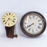 A J Birnhard of Hastings wall clock, and another clock with reproduction dial (2)