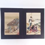 Japanese School, 2 colour woodblock prints, by Shozaburo Toyoharu and Mitsuoki Tosa, 30cm x 20cm,