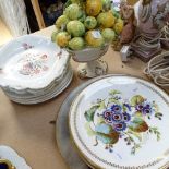 Victorian and earlier porcelain plates, and an Italian bowl of lemons, height 27cm