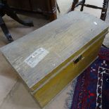 An original painted Victorian pine dome-top trunk, W67cm