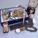 A collection of costume jewellery, compacts, jewellery boxes etc