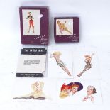 A set of mid-century Alberto Vargas glamour pin-up postcards, cocktail napkins and towels