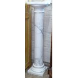 A sectional white and grey veined marble pedestal column, W22cm, H95cm