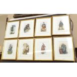 A set of 8 framed coloured prints, Scottish figures, framed
