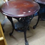 A circular pub table on embossed cast-iron base, W60cm, WITH THE OPTION TO PURCHASE THE NEXT LOT