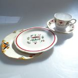 A pair of Derby Border pattern cups and saucers, Meakins Balmoral plates, and Crown Ducal Arizona