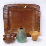 Various hardwood carved bowls and dishes, including large Indonesian food platter, length 46cm (4)