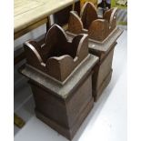 A pair of treacle glazed square chimney pots, W35cm, H70cm