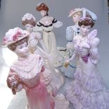 A set of 5 Coalport Golden Age figures of ladies, with certificates, height 22cm