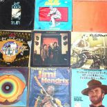 Various vinyl LPs and records, including Jimi Hendrix, Movie Soundtracks, The Rolling Stones etc
