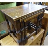 A rectangular oak nest of 3 tables, W55cm