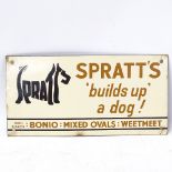 A reproduction Spratt's Dog Food enamel advertising sign, length 31cm