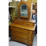 An Edwardian stained wood dressing chest, W97cm