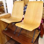 A pair of Jean Prouve Antony style chairs, with bent-ply seats on steel frames
