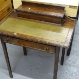 A lady's Edwardian mahogany writing desk, with leather skiver and single frieze drawer, W74cm