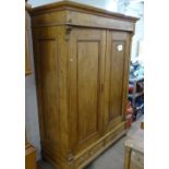 An Antique Continental pine 2-door armoire, W152cm