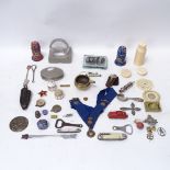 Various interesting collectables, including miniature Chinese censer ashtray, Concorde glass