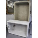 A white enamelled Butler's sink, W60cm, and a cream enamelled Butler's sink, W93cm