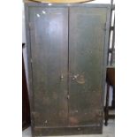 A industrial green painted metal 2-door cabinet, W76cm