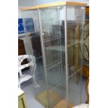A pair of modern glass display cabinets, W42cm each