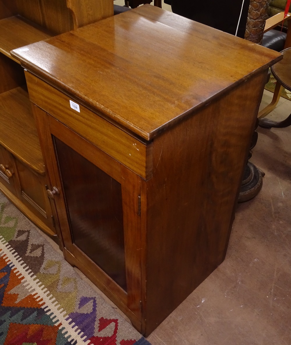 A mahogany campaign washstand, the rising lid revealing an enamel sink with cupboard under, W48cm - Image 2 of 2