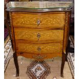 A kingwood and walnut canted cornered chest, with boxwood and marquetry inlaid decoration, 3