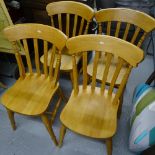 A set of 4 modern pine and beech kitchen chairs