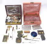 Various interesting collectables, including gilt-metal shagreen trinket box, Scandinavian silver