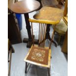 2 19th century mahogany occasional tables, and a 1920s hall chair with needlework seat