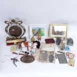 Various interesting collectables, including autograph book, ivory aide memoire, Art Nouveau dinner