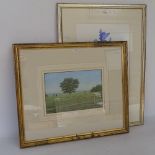 Robert Howe, watercolour, flower study, and a watercolour, grazing cattle, framed (2)