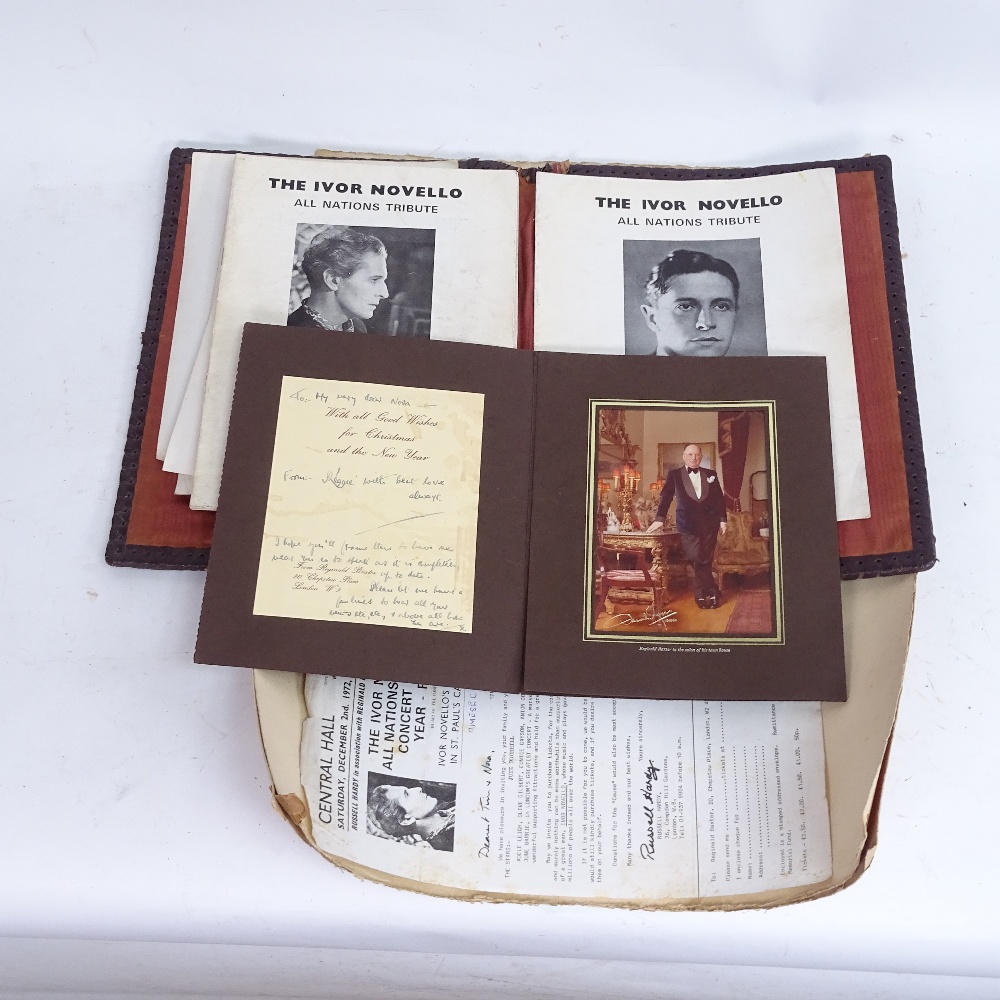 A leather-covered desk blotter, Vintage photographs, Reginald Baxter cards, Ivor Novello concert - Image 2 of 2