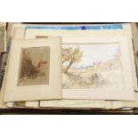 Folio of watercolours, photos and prints