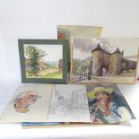 John Videan, a group of mixed media pastel/watercolour paintings, and 1 other by a different hand (